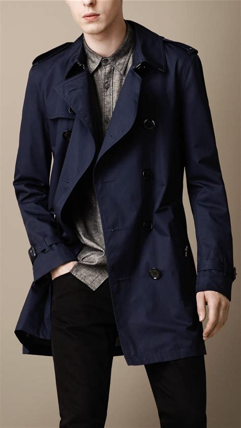 mens navy blue trench coat burberry|Burberry trench coat wool collar.